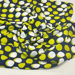 Vintage Polka Dot Rayon Fabric Navy Lime Green White Nautical Bold 10ft x 60in